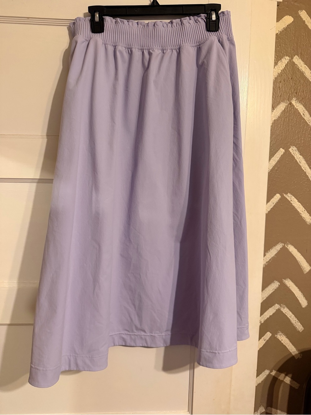 Stretch Woven Ruffle-Waist Midi Skirt